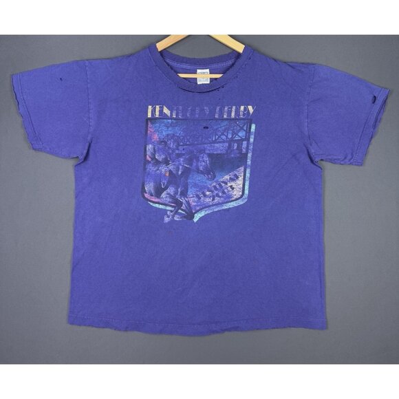 Vintage Y2K Kentucky Derby Festival 2003 Purple Faded Shirt XL Art Worn Horse - Picture 1 of 16